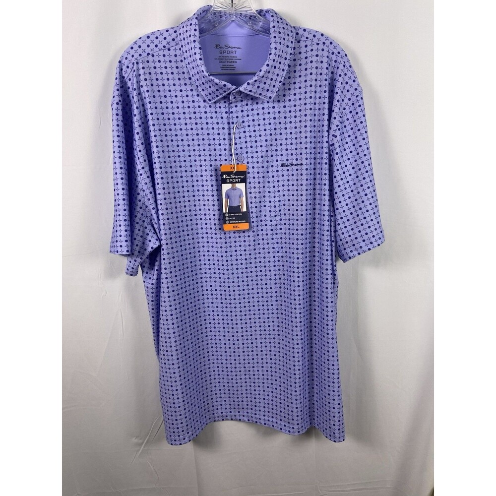 Men’s Ben Sherman Sport Shirt UPF50 Moisture Wicking Sz XXL Purple 3 Button